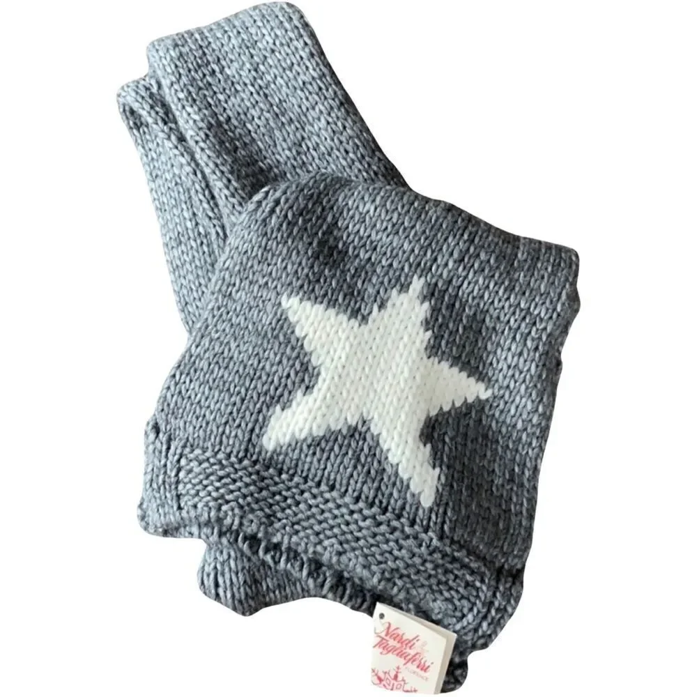 Nardi & Tagliaferri Alpaca & Wool Scarf Gray White Stars Made In Italy NWT